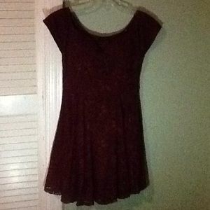 Wine Red Vintage Style Lace Dress Scobe